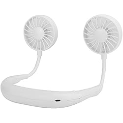 Ventilador Colgado Ventilador para colgar del cuello,Ventilador portátil con banda para el cuello perezosa,Mini USB Ventilador personal recargable de mano libre con 3 velocidades,para viajes/hogar/exterior(Blanco)