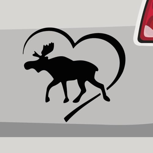 Aufkleber - Elch Herz Schweden Tier - Sticker, Folienaukleber f&uuml;r Auto, Motorrad, Fahrrad, Laptop, LKW (6,5x6cm | Grau)