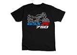 T shirt de motard pour fans de GSX R 750 (1985–1999), 100 % coton, coupe classique, design inspiré de la moto, Noir   1985, Taille XL