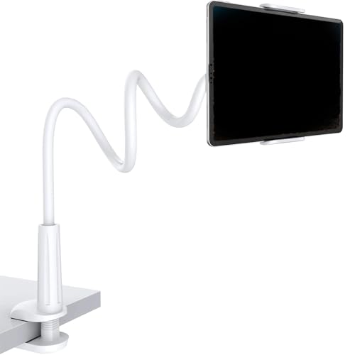 TUBAWD Kindle Holder Kindle Stand Gooseneck Tablet Holder White Bed Release Your Hands Beautiful and Practical Computer Stand for Home and Office (White (B))