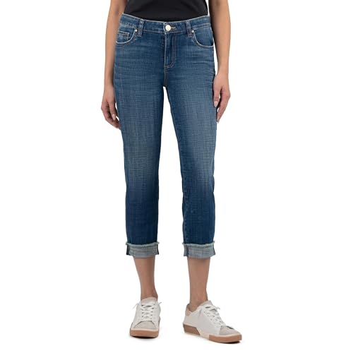 KUT from the Kloth Amy Crop Straight Leg- ROLL UP FRAY Deserving 0