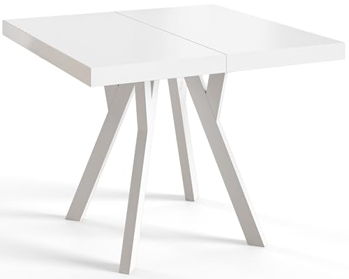 AlpiMeble Table a Manger Extensible - Table Carrée Extensible - Table de Salle à Manger Moderne - Plateau Stratifié 36 mm - Pieds en Hêtre - Mesures de 120...