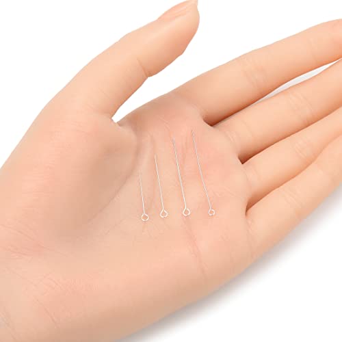 50Pcs Adabele Authentic Sterling Silver Eye Pins 30Mm (1.2 Inch) Flexible Easy Use For Jewelry Beading Threading Making (Thin Wire 0.4Mm/26 Gauge/0.016 Inch) Ss1-30 #TOP3
