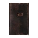 Hide & Drink, Riveted Journal Cover for Notebook (5 x 8.25 in.) (NOT Included), Classic Sleeve, Vintage Style, Full Grain Leather, Handmade, Bourbon Brown