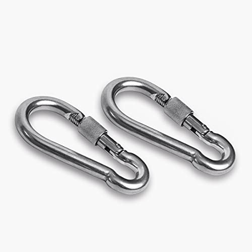 2+1 Heavy Duty 304 Stainless Steel Swivel Ring Double Ended Swivel Eye Hook with Carabiner for Web Tree Swing, Therapy Swing, Aerial Dance, Swing Spinner Hanger, Reliable and Safe (M8)