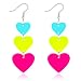 Haolry Neon Heart Earrings for Women Acrylic Neon Earrings 80s 90s Outfit for Women Glow Party Accessories Gifts Lake Blue Hot Pink Green