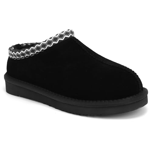 INMINPIN Women's Genuine Suede Slippers Fuzzy Warm House Mini Boots Slip On Memory Foam Fluffy Winter Shoes for Indoor and Outdoor