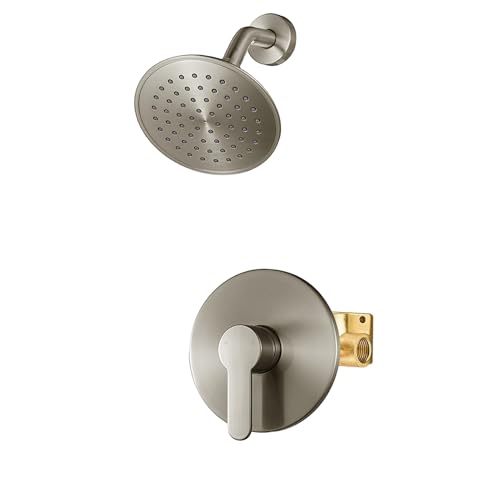 WRISIN Shower Faucet Set Brushed Nickel, Shower Valve Kit with 6 Inch Showerhead