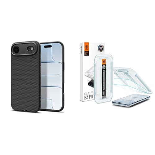 Spigen iPhone Air ince Kılıf Liquid Air Hava Kanalı Teknolojisi™ Askeri Sınıf Koruma Matte Black Dokulu Yüzey Kapak - ACS09922 Spigen iPhone Air Cam Ekran Koruyucu