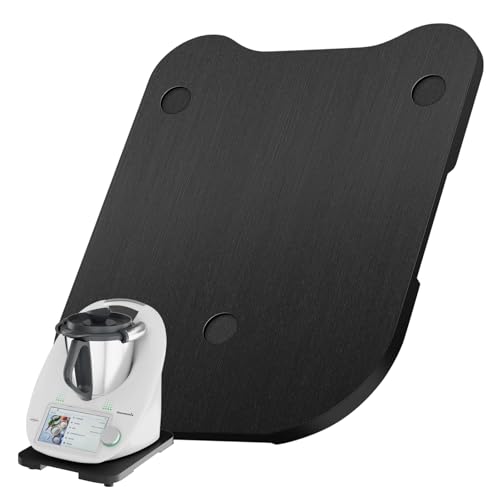 Gleitbrett für Thermomix TM6/TM5 - Premium Bambus Brett für Thermomix mit Rollen, Flüssiges Gleiten, Schnelles Bewegen Rollbrett Küchenmaschine für Quarz, Holz und Granitarbeitsfläche (Schwarze)