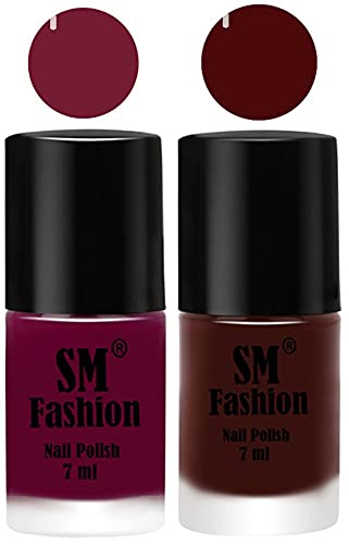 Image of Long Lasting Nail Polish | Nail Paint Combo 7 ml Each) - Set of 2 Mulberry-Wine