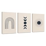 Pavenis Home: Set 3 - Lienzo Decorativo Para Pared - Cuadros Decoracion Dormitorios - Abstracto - Listos para Colgar (30x40cm) (Armonias Abstractas)