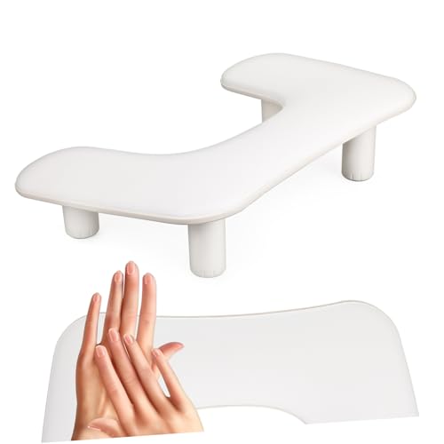 POPETPOP マニ アームレスト ポータブル クライアント ネイルアームレスト ネイルハンドレストスタンド 黒 ネイルテック用のU字型アームレスト 爪用アームレスト 爪枕 PUレザー 白い