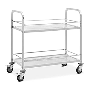 Royal Catering RCSW-115 serveerwagen 2 boorden 80 x 36 x 3 cm 54 kg keukenwagen roestvrij staal keukenrolwagen trolley…