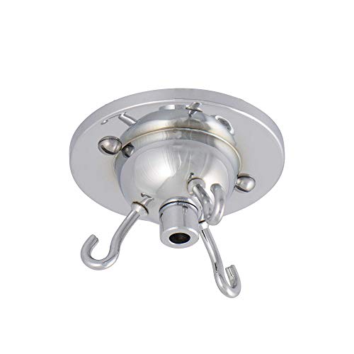 ElekTek 3 Hook Ceiling Rose Kit with Matching Screws Cord Grip and Wood Ceiling Pattress Chrome - Image 4
