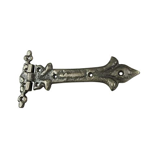 Image of Adonai Hardware Adonijah Antique Cast Iron Strap T Hinge (7.9 inch x 12 Pack, Antique Brushed Nickel) for Barn Doors, Gates, Kitchen Cabinets, Sheds, Wooden Box, Furniture, Cedar Chest and Trunks