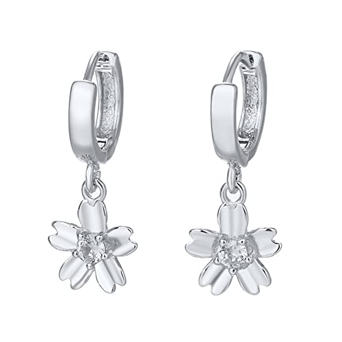 Boucles d'oreilles fleur en métal rond pour femme au style moderne et épuré