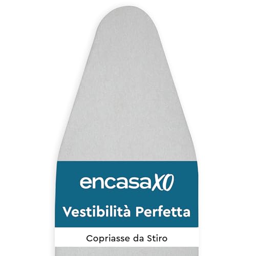 Encasa XO Ironing Board Cover and Pad 125x39 cm - Thick 2mm Foam Padding, Drawstring Tightening & Lock, Heat Reflective, Scorch & Stain Resistant, Standard Large Ironing Board - Silver Premium