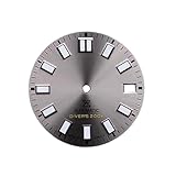 OYOSIDA 28.5MM Mechanical Dial Strong Green Luminous Face Genuine Sunburst Dials for NH 35/NH36/4R/6R Watch Movement Repair Part (Silver)