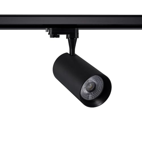 Spot LED sur rail triphasé Vulcan noir 30W blanc chaud orientable