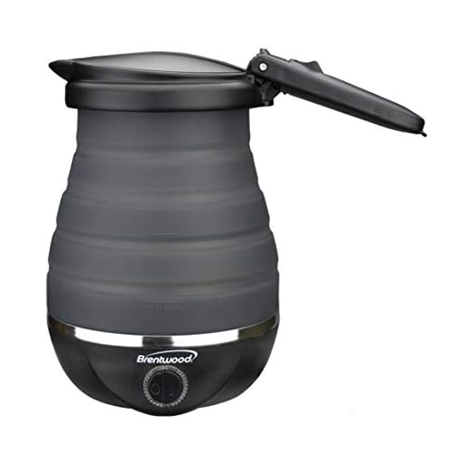 Brentwood Appliances KT-1508BK .85-Quart Dual-Voltage Collapsible-Travel Kettle (Black), 0.85Q