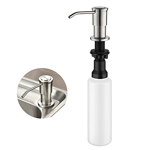 Lonheo Distributeur de Savon et de Lotion Encastrable Distributeur de détergent pour Evier Cuisine avec Bouteille 500ML Acier INOX Chromé Cover