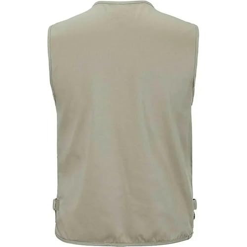 Chaleco de verano para hombre GaoLeAve multibolsillos ligero caqui XL 4