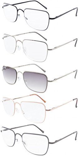 Eyekepper 5-Pack Spring Hinges Reading Glasses Readers Includes Sunshine Readers +2.25