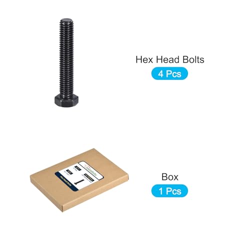 Image of METALLIXITY Hex Head Bolts (1 /2-13 x 3) 4Pcs, 304 Stainless Steel 18-8, Fully Threaded, External Hex Drive, Hex Head Screw Bolt, Black Oxide
