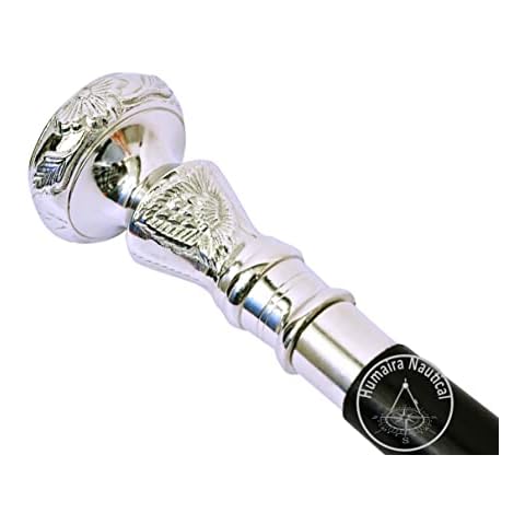 Humaira Nautical Vintage Antique Walking Cane Wooden Walking Stick Silver Brass Handle Knob Gift 01 Cover