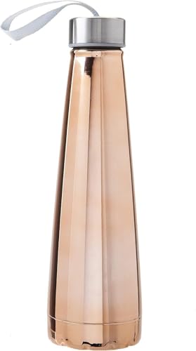 MantraRaj Rose Gold Water Conical Thermal Flask 450ml Shiny Stainless Steel Travel Bottle Insulated Bottle with Twist Cap Lid for Hot & Cold Drinks 12 Hours and Cold for 18 Hours