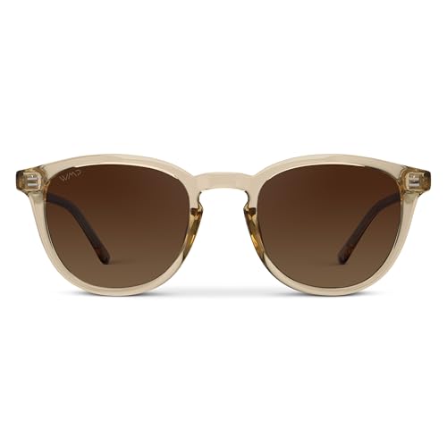 Image of WearMe Pro WMP Eyewear - Men's Classic Round Polarized Sunglasses, Premium Slim Acetate Frame with Dashed Rivet Details