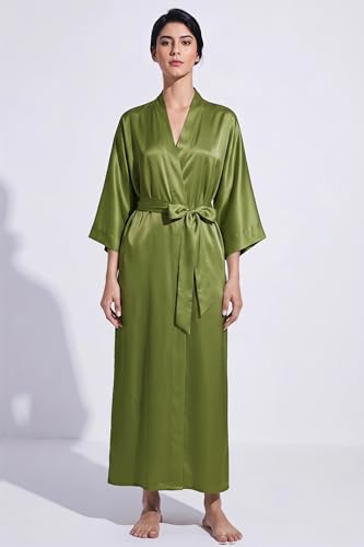 Image of PRODESIGN Satin Kimono Robe Women Long Silky Kimono Bathrobe Sleepwear Wedding Bridesmaid Robe