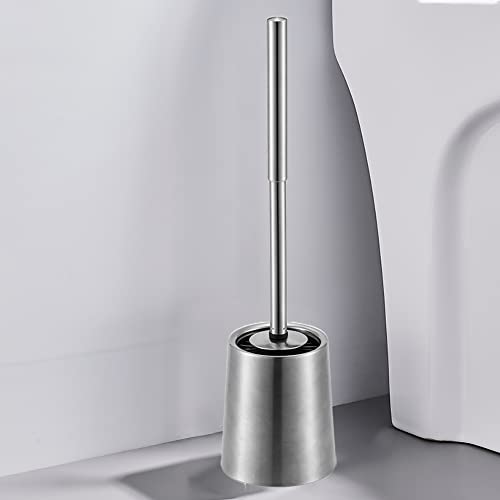 Siapapla Silicone Toilet Brush,Toilet Bowl Brush And Holder Set,304 Stainless Steel Toilet Cleaner Brush For Bathroom, Brushed Silver #TOP7