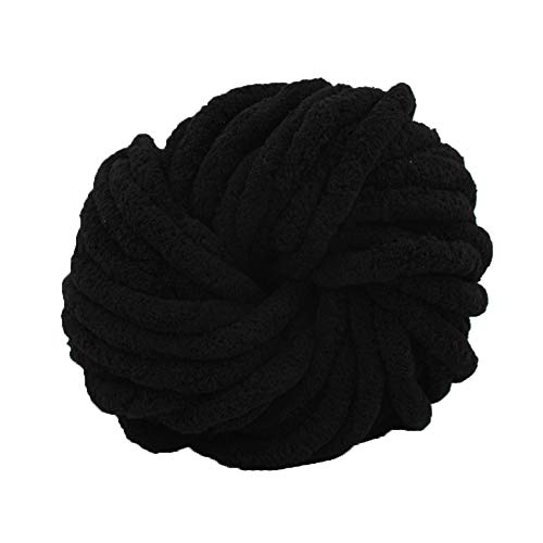 Black Super Chunky Yarn Knit Yarn 250g/0.55lb Hand Knitting Yarn Cozy Chenille Yarn Chunky Chenille Yarn DIY for Finger Knitting,Crocheting Felting,Making Rugs Blanket