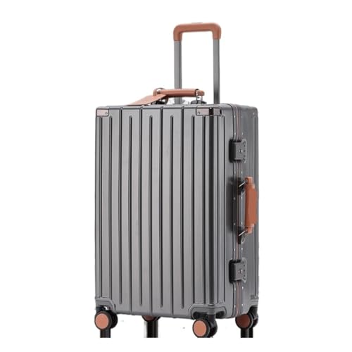 Suitcase Aluminum Frame Metal Side Suitcase 26-inch Anti-Fall Pull Rod Business Suitcase Multi-Functional Boarding Case Suitcases, 28in, Black