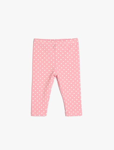 Leggings bébé filles en coton Koton à pois et taille élastique rose