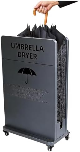 Commercial Wet Umbrella Dryer with Water Tray & 4 Locking Casters, Efficient Rainwater Remover, Umbrella Drying Rack & Drip Catcher for Malls & Businesses