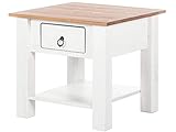 Eleganter kleiner Beistelltisch aus Kiefer Massivholz in weiß/Honig