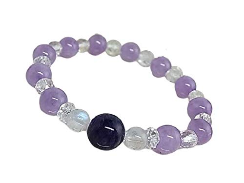 [LARIMARMJ] 【ねこの夢】美しい大粒 チャロアイト ムーンストーン ラベンダーアメジスト 天然水晶 爽やか 天然石 ブレスレット 83 D92