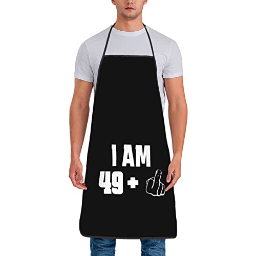 Ldsgdfst Delantal de 50 cumpleaños, unisex, ajustable, impermeable, con bolsillo, delantal de chef y barbero, Negro, Talla única