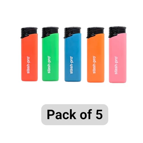 Image of Stash-pro Refillable Flint Lighter (5-Pack, Adjustable Jet Flame & Child-Resistant Pocket Lighter Set (Carlos Jet Flame)