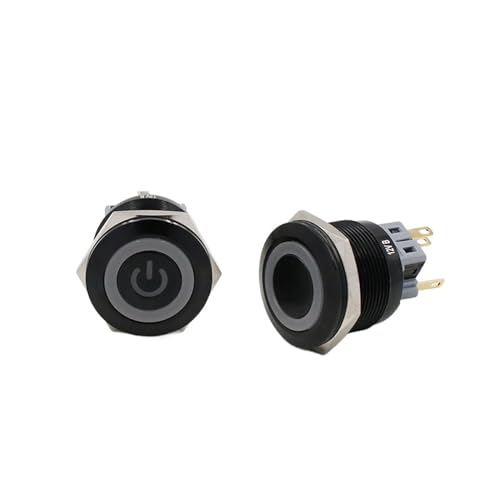 Interrupteur bouton poussoir métallique 25mm momentané 6 broches LED blanche de voiture