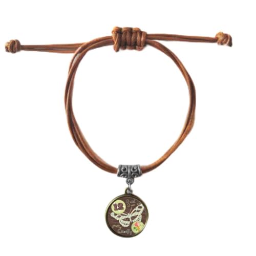 Bracelet Cuir Corde Double Papillon Rose Timbres Bracelet Couple