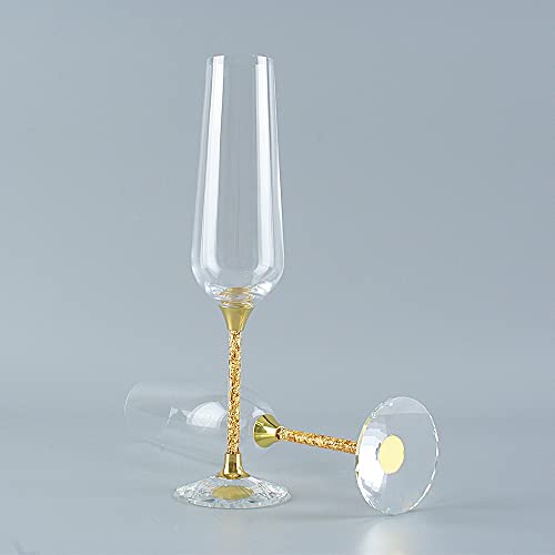 Copas de champán para bodas con diseño de cristal transparente en set de 2 piezas para mesas 6