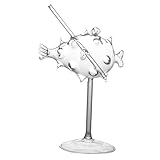 DECORNIJIA Copa de de Vidrio con Forma de Pez Transparente Diseño para Bar Hogar y Fiestas Resistente y Elegante para Bebidas Variadas