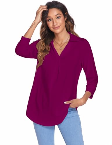 Image of Newchoice Womens 3 /4 Sleeve Shirts Business Casual Tops