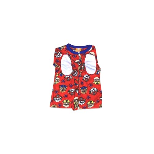 Image of Paw Patrol Boys Marshall, Rubble,Chase and Skye top pups with Royal Blue Shorts Pants Set (Red /Grey, 3T)