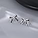 SLUYNZ Solid 925 Sterling Silver Black Bow Earrings Studs for Women Teen Girls Bowknot Stud Earrings Ribbon Bow Studs (1.3CM Bow-Silver)