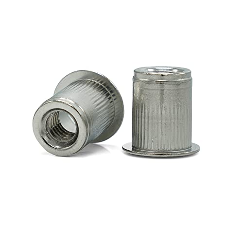 Thinwall Ribbed Low Profile Head Rivet Nut - 18-8 Stainless Steel (25, #10-32 x 0.475 (.020 - .130 Grip))